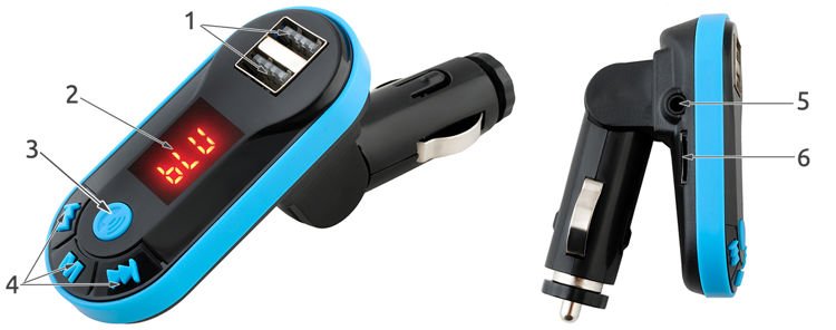 FM siūstuvas, radijo adapteris. 2 USB, laisvų rankų įranga # 4913