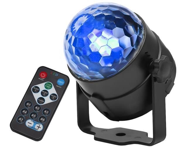 Disco kamuolys LED RGB 7 režimai + nuotolinio valdymo pultas 360° 7056