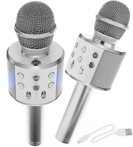 Belaidis mikrofonas Karaoke, „Bluetooth“ garsiakalbis Sidabrinis 8997